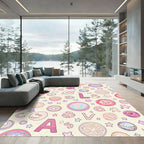 Pastel Alphabet Galaxy Star Composition Rug