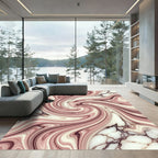 Rose Gold Swirl Marble Abstract Rug