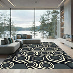 Monochromatic Geometric Hexagon Modern Art Rug