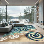 Swirling Ocean Tide Abstract Wave Rug
