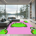 Pink Froggy Friends Repeating Illustration Rug
