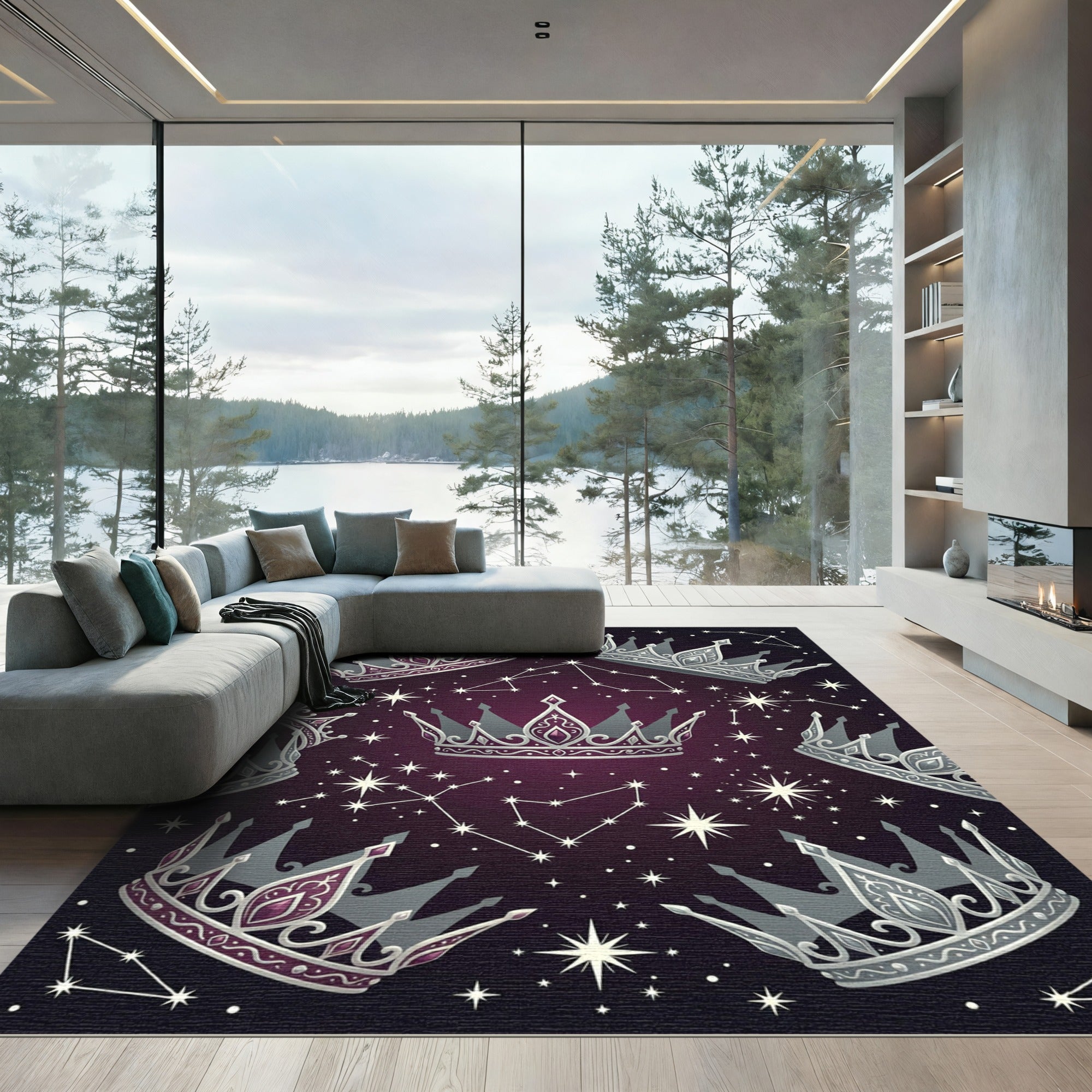 Stellar Royal Crown Constellation Night Rug
