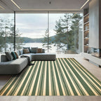 Vintage Sage And Cream Striped Rug