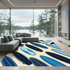 Abstract Blue Surfboard Composition Area Rug