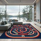Retro Red and Navy Racing Track Rug