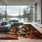 Golden Canyon Rock Stratum Swirls Rug