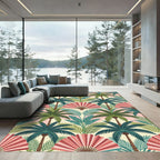 Tropical Pink Palm Frond Fan Rug