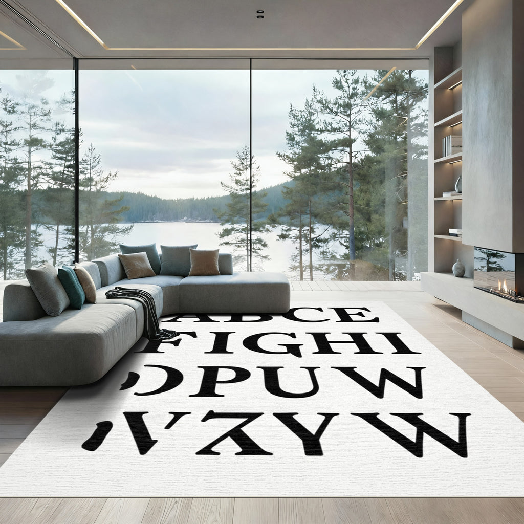 Classic Serif Alphabet Typographic Composition Rug