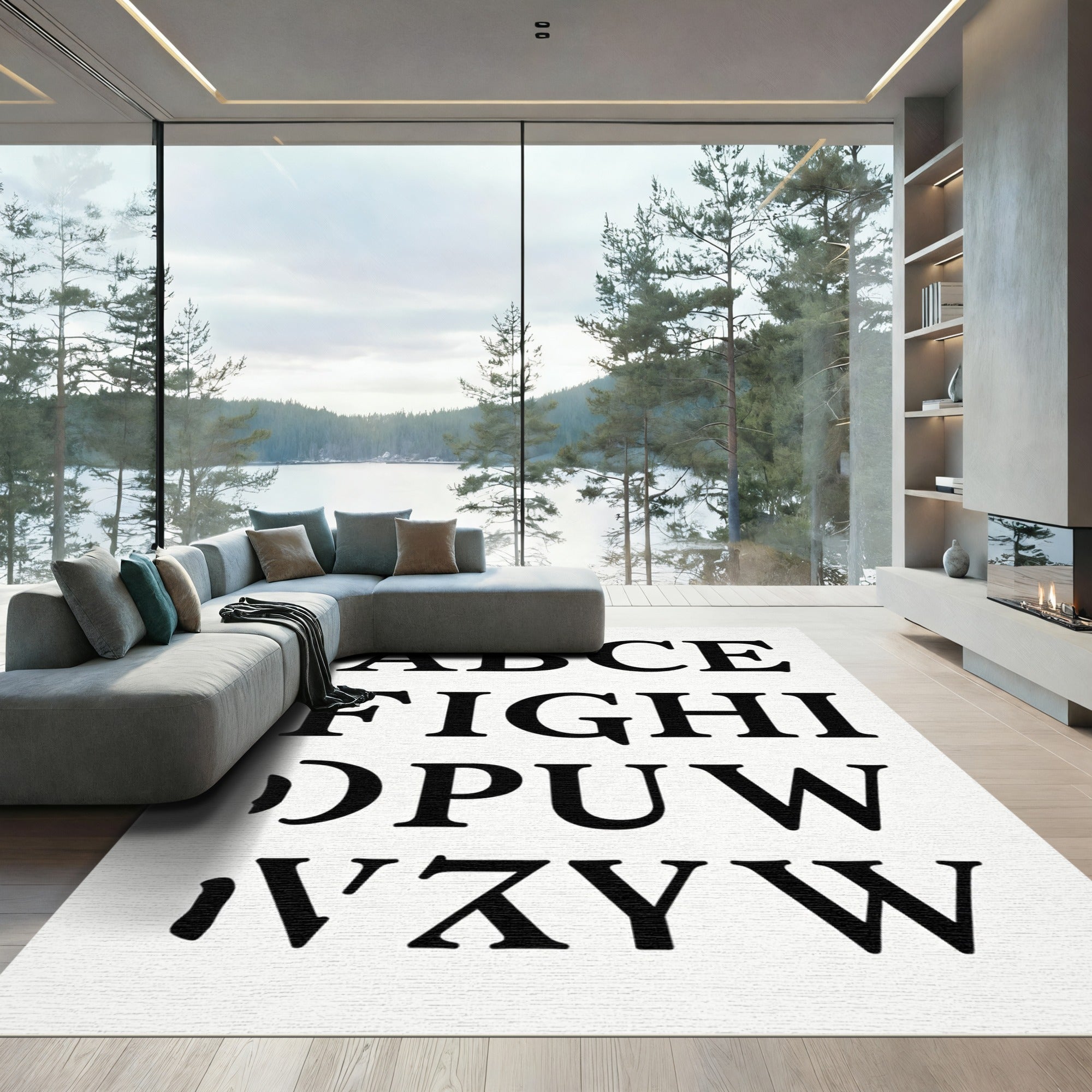 Classic Serif Alphabet Typographic Composition Rug