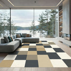 Neutral Checkerboard Squares Rug
