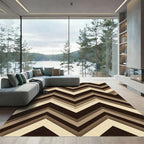 Modern Earthy Brown Chevron Geometric Rug