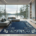 Blue Oak Leaf Vine Rectangular Rug