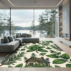 Botanical Green Herbaceous Garden Forest Rug