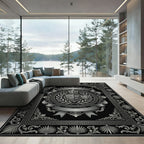 Ornate Silver Crest Laurel Wreath Rug