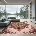 Ornate Copper Floral Filigree Medallion Rug