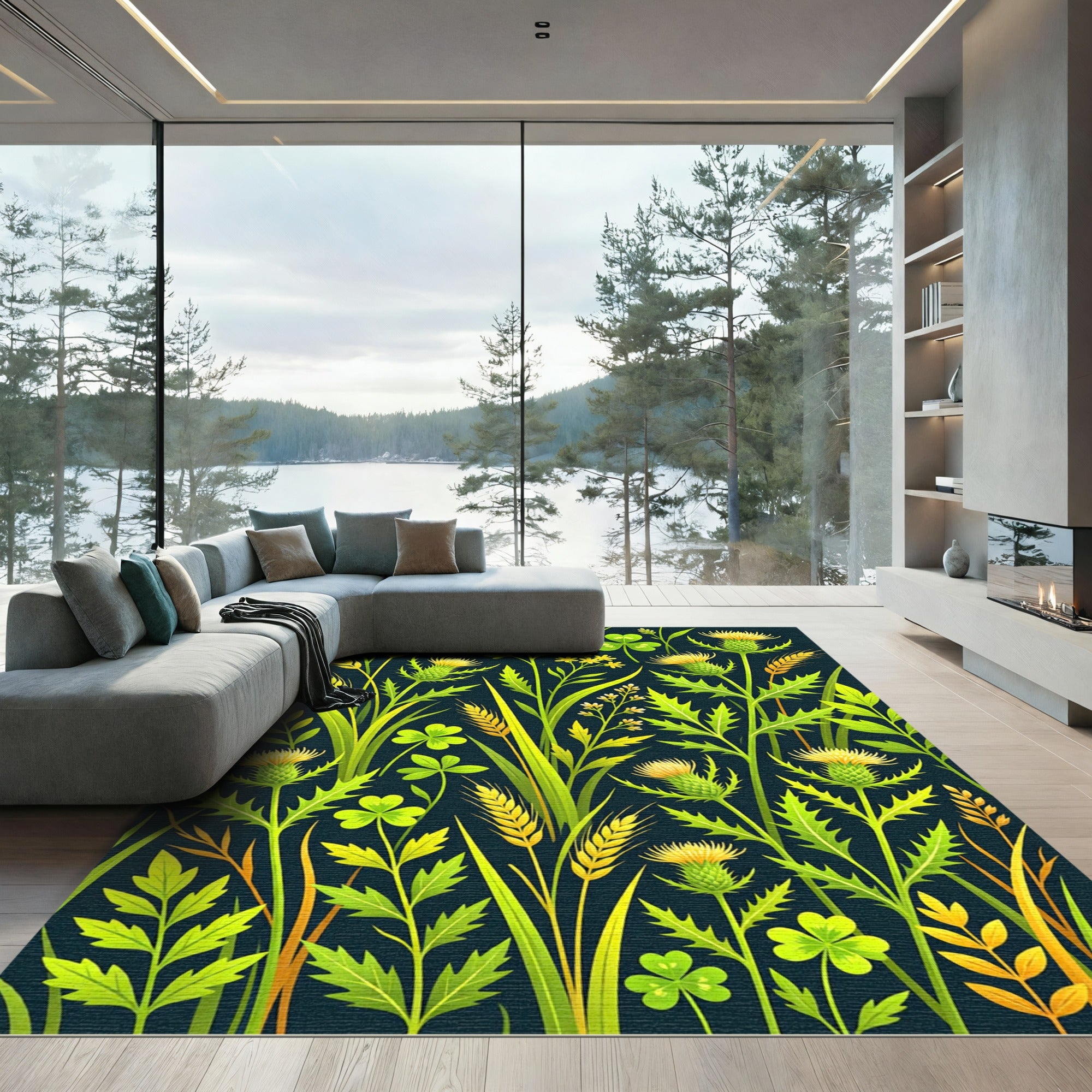 Botanical Clover and Thistle Meadow Rug