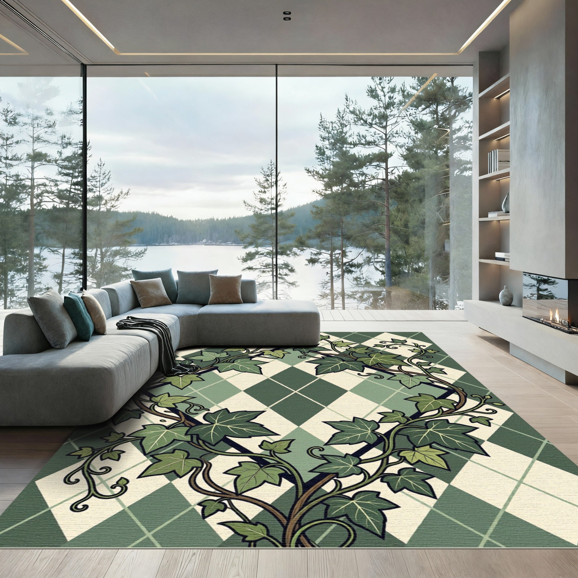 Forest Ivy Argyle Diamond Trellis Rug