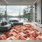 Woven Terracotta Chevron Texture Rug