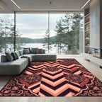 Geometric Chevron Mandala Burnt Orange Rug