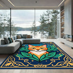 Orange Tabby Cat With Golden Frame Rug