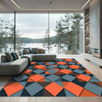 Orange Slate Gray Geometric Diamonds Rug