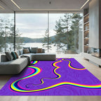 Retro Neon Swirl Abstract Shapes Rug