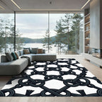 Black Woven Knot Lattice Rug