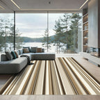Earthy Brown Neutral Stripe Rug