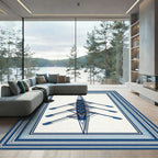 Minimalist Blue Rowing Team Nautical Art Rug