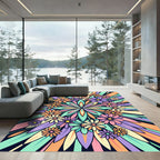 Vibrant Pastel Floral Ray Burst Rug