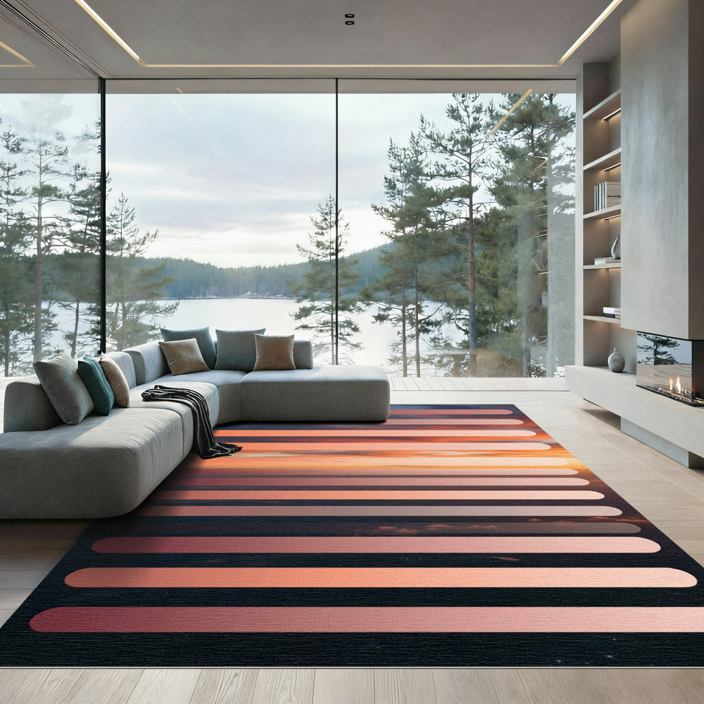 Sunset Gradient Ombre Stripes Rug