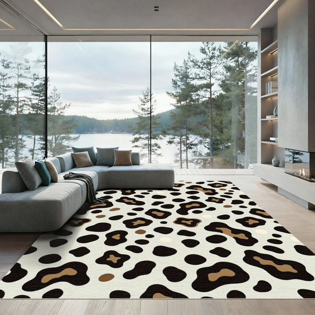 Chic Beige Leopard Spot Rug