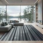 Sophisticated Charcoal Monochromatic Vertical Stripe Rug