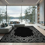 Ornate Silver Celtic Knot Border Rug