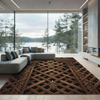 Ornate Bronze Lattice Arch Medallion Rug