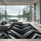 Dark Gray Chevron Geometric Rug