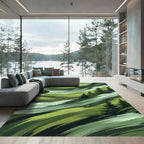 Abstract Green Forest Brushstroke Landscape Rug