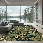 Golden Damask Floral Sage Botanical Rug