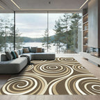 Neutral Earthy Tone Swirling Vortex Rug