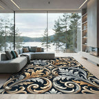 Ornate Ivory Gold Floral Accents Rug