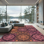Warm Paisley Floral Medallion Squares Rug