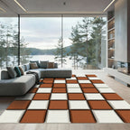 Terracotta White Checkerboard Grid Rug