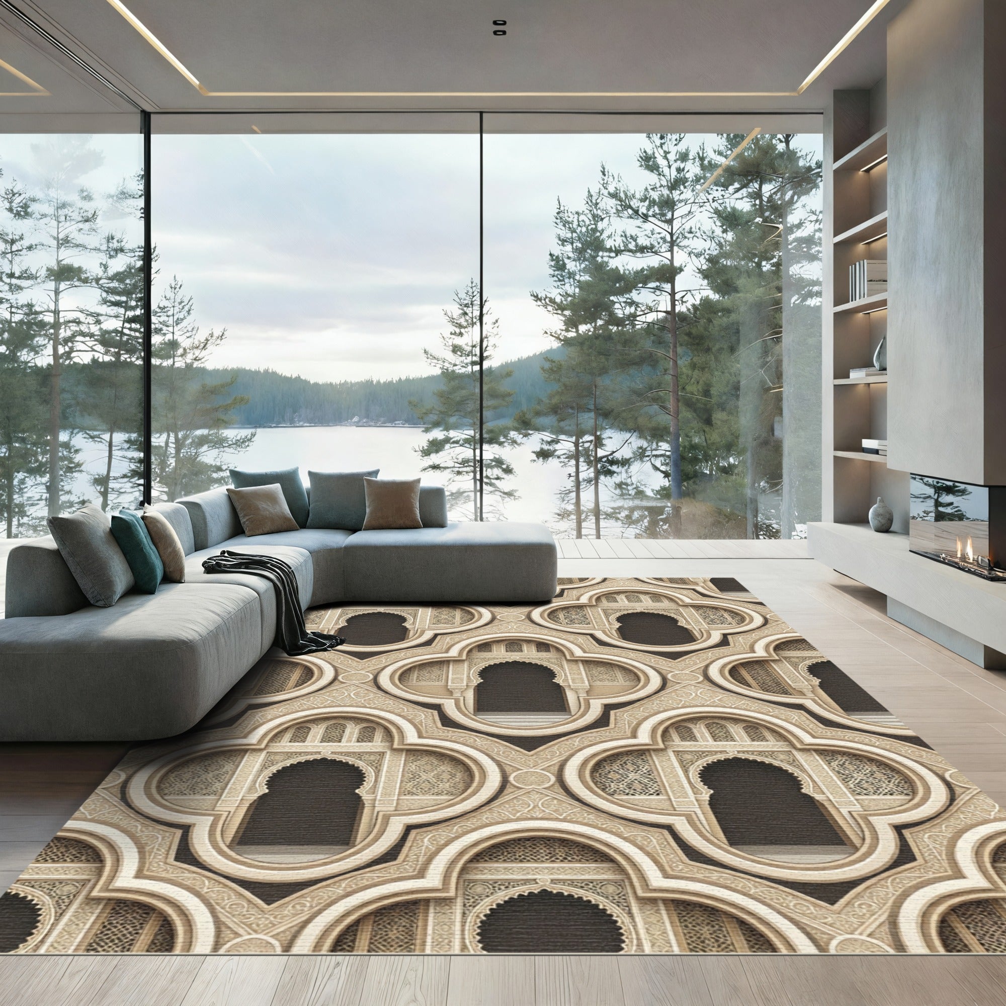 Ornate Archway Lattice Geometric Rug