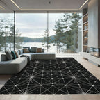 Dotted Black Celestial Starburst Pattern Rug