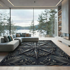 Metallic Silver Compass Star Plaque Rug