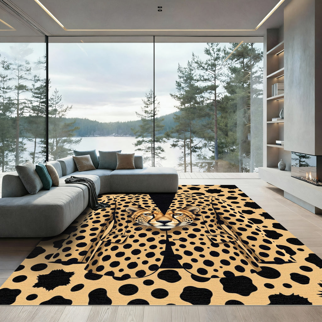Cheetah Portrait Gold Spotted Tailored Suit Rug