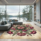 Vintage Pink Carnation Floral Mandala Rug