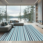 Aqua Indigo Multiline Stripe Rug