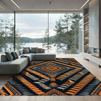 Tribal Orange Staircase Geometric Rug