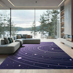 Celestial Night Sky Orbiting Planets Rug